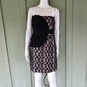 PHOEBE COUTURE Black Lace Strapless Dress